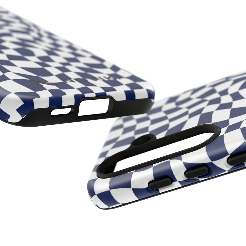 Navy Wavy Checker