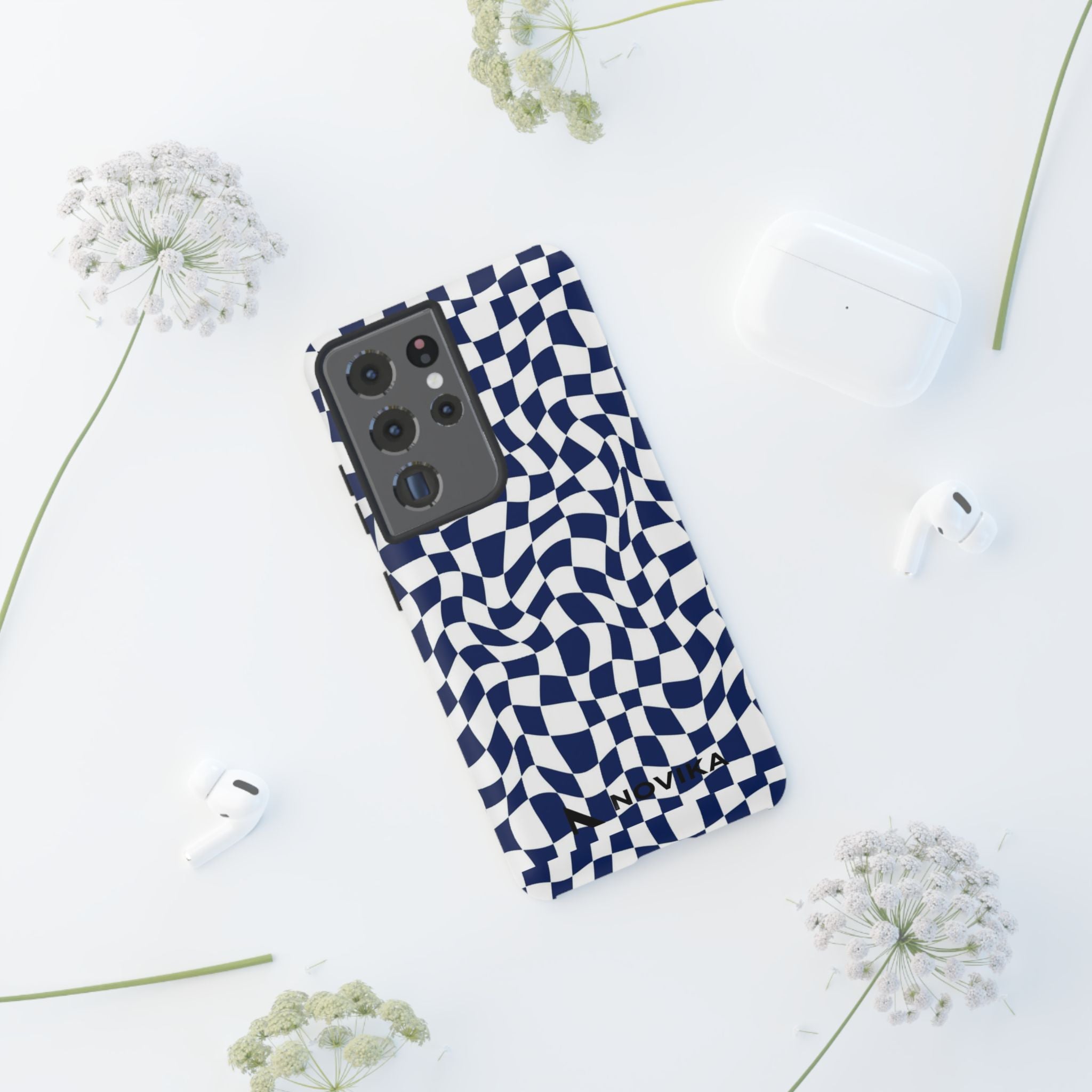 Navy Wavy Checker