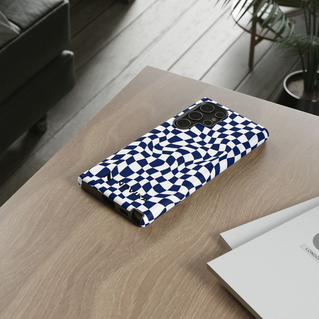 Navy Wavy Checker