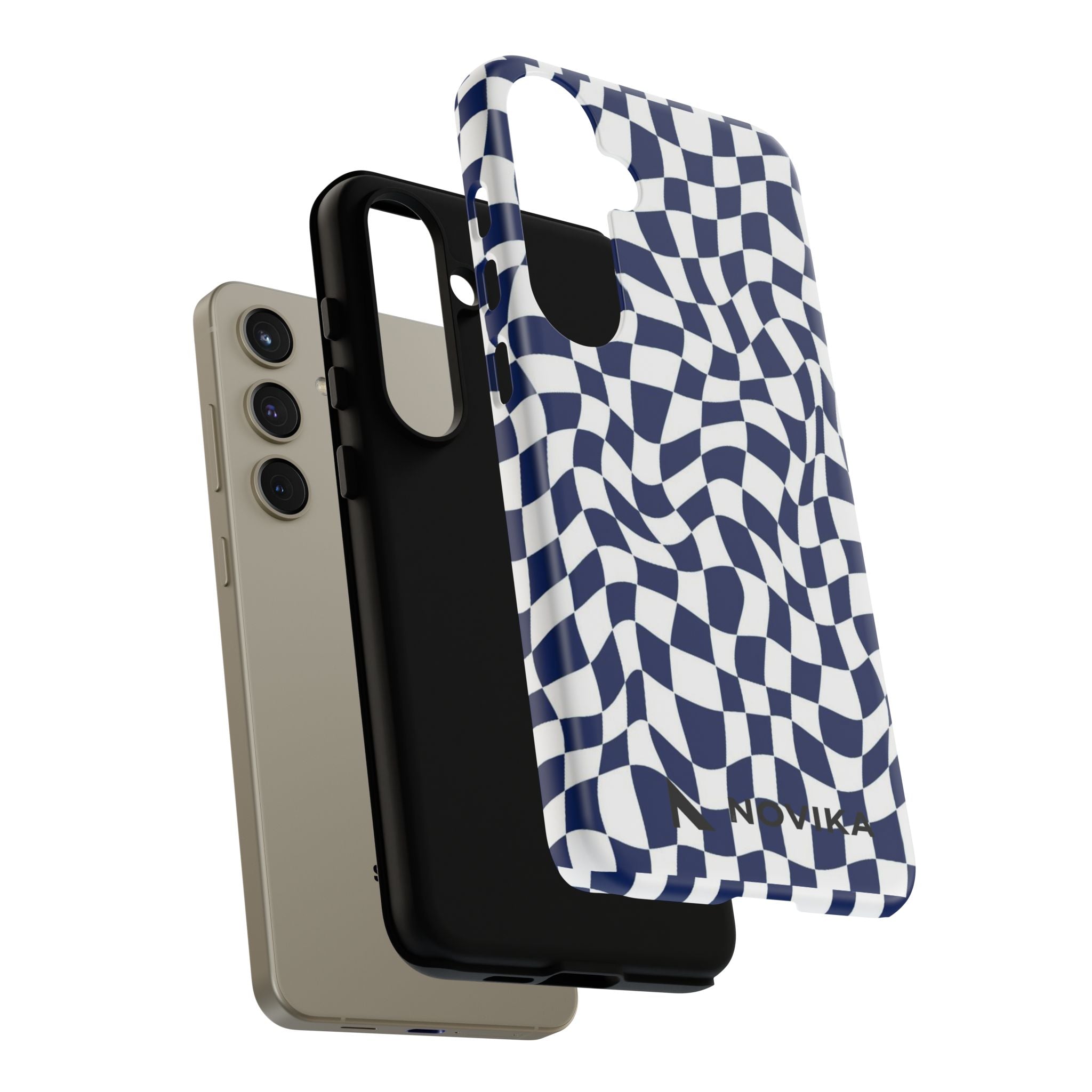 Navy Wavy Checker