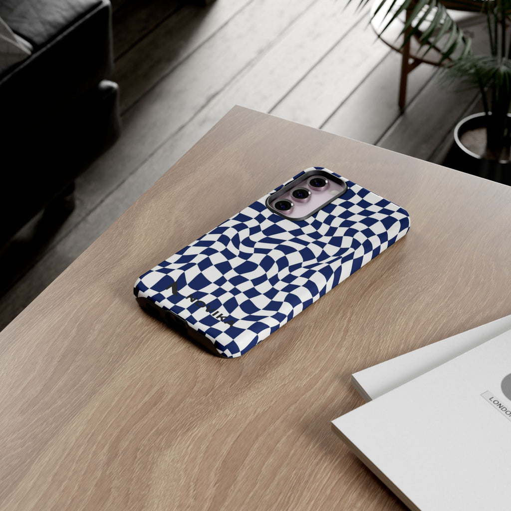Navy Wavy Checker