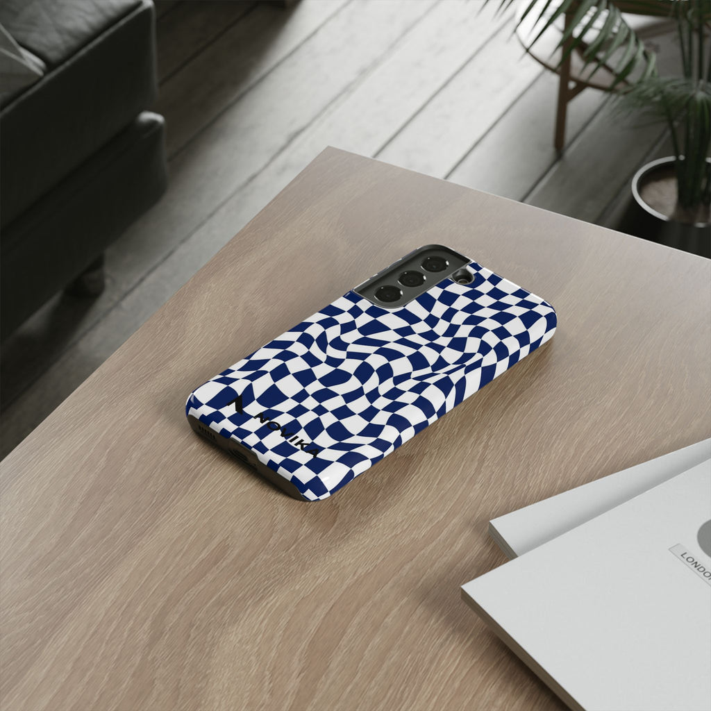 Navy Wavy Checker