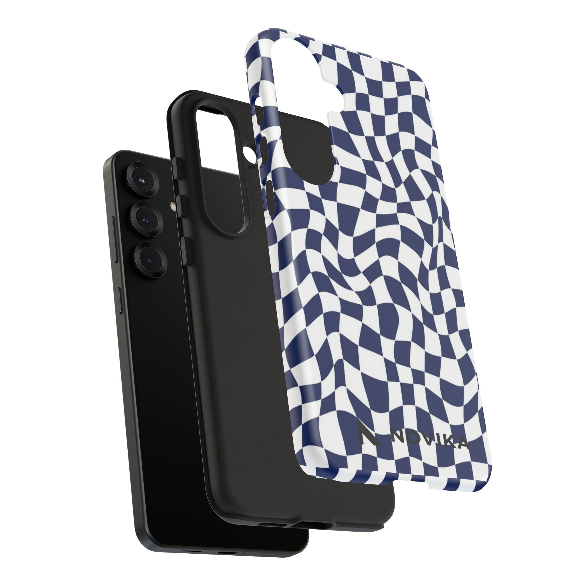 Navy Wavy Checker