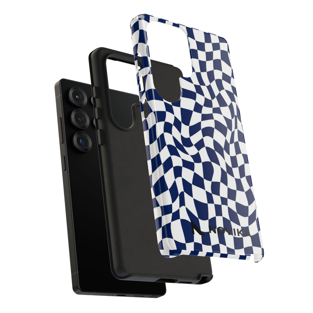 Navy Wavy Checker
