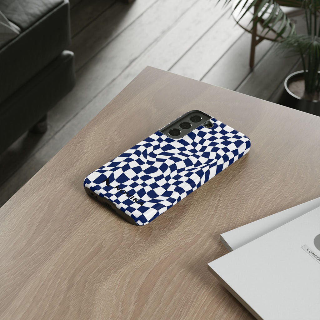 Navy Wavy Checker