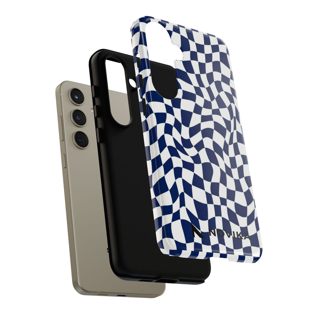 Navy Wavy Checker
