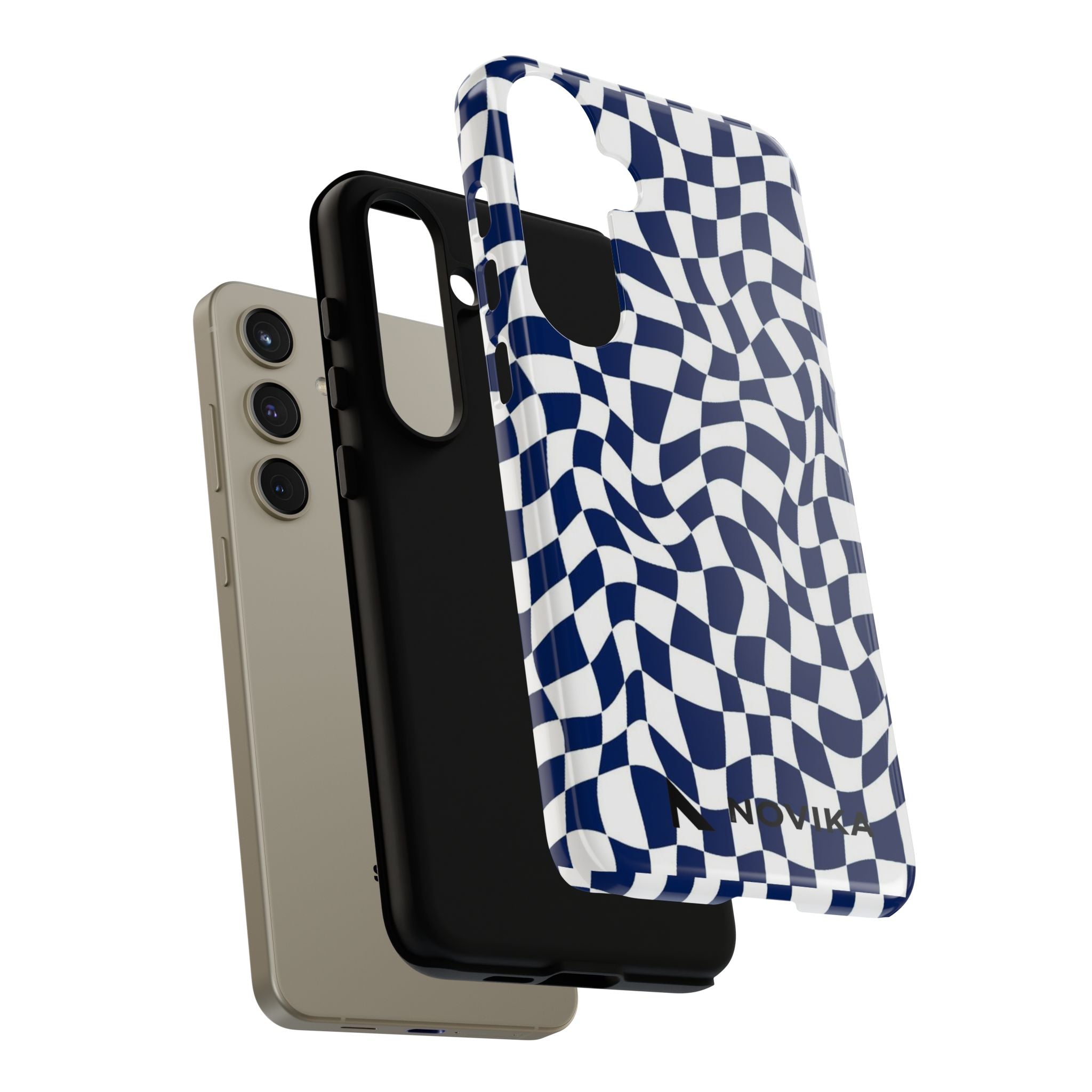 Navy Wavy Checker