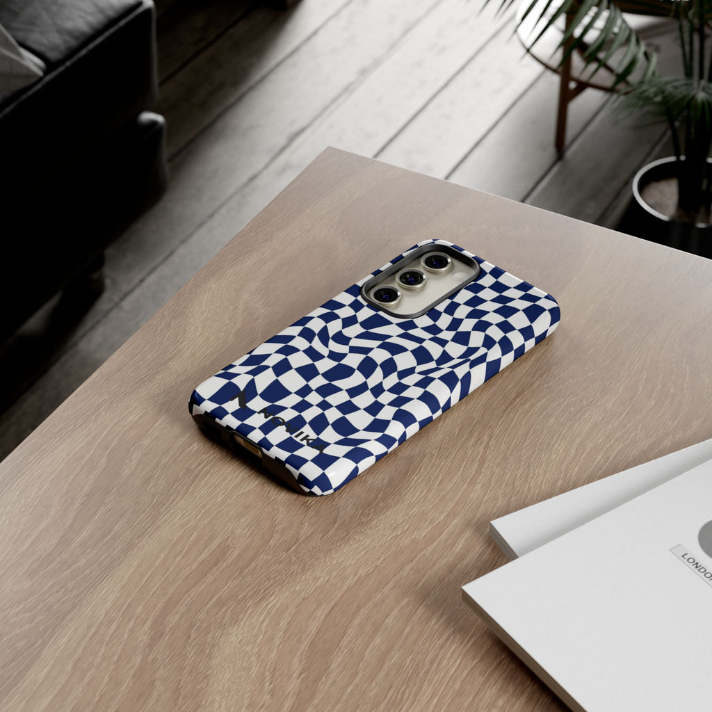 Navy Wavy Checker
