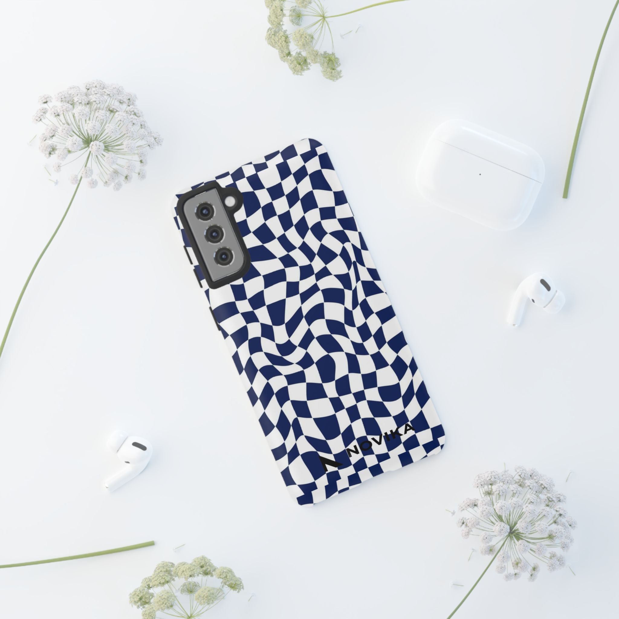 Navy Wavy Checker