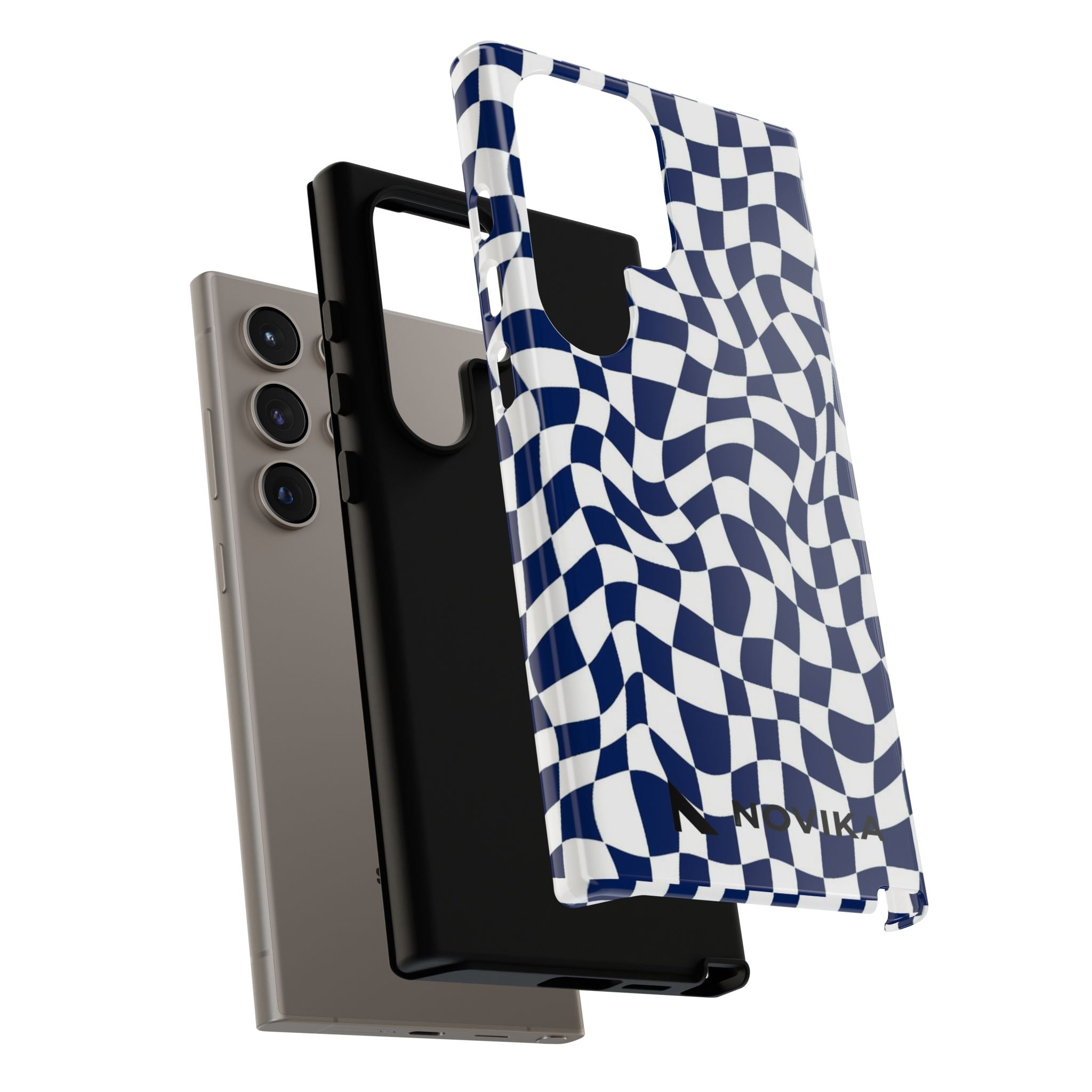 Navy Wavy Checker